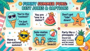 Funny summer puns with best jokes and captions for sunny days, laughter, and social media fun
