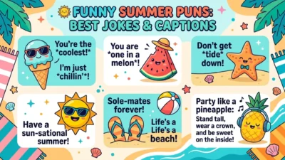 Funny summer puns with best jokes and captions for sunny days, laughter, and social media fun